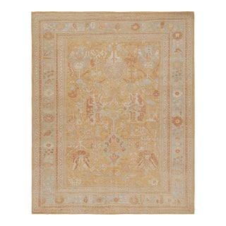 Rug & Kilim’s Oushak Style Rug in Gold With All Over Floral Patterns For Sale