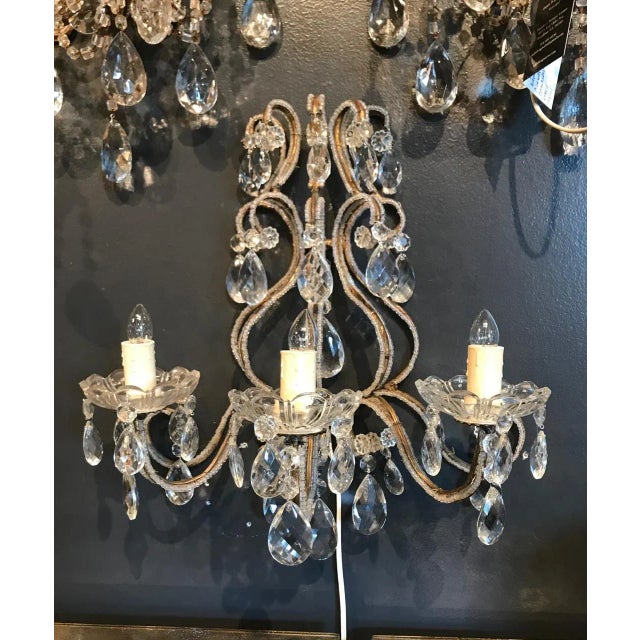 Gold 1950s Italian Beaded Gold Leaf Sconce For Sale - Image 8 of 8