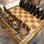 Vintage Mid-Century Carved Chess Board Coffee Table With Chess Pieces For Sale - Image 9 of 16