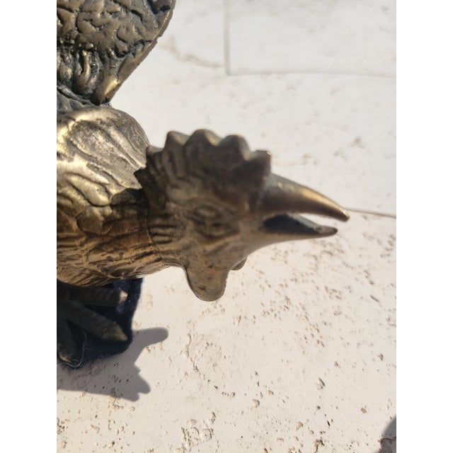 Metal Pair of Vintage Brass Roosters For Sale - Image 7 of 12
