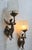 Pair Vintage Art Nouveau Deco light Old Lamp Mermaid Wall Sconces Fixture Brass & Star Glass Shade Light Lamp Excellent...