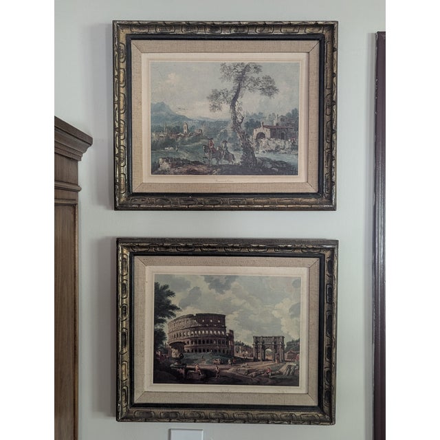 Vintage Framed Italian Neoclassical Architectural Art Framed -a Pair For Sale - Image 4 of 17