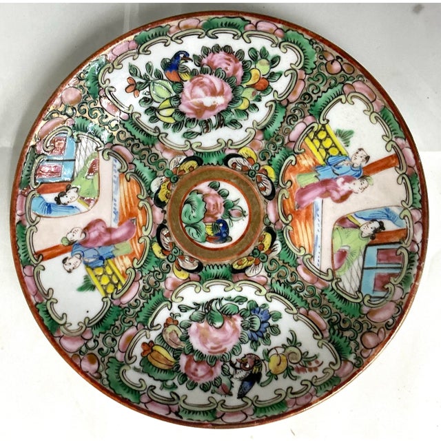 Set of 3 Chinese Export Porcelain Famille Rose Medallion Small Plates/ Saucers For Sale - Image 4 of 8