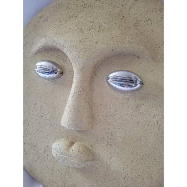 1980s Vintage Large Modernist Plaster "Moon" Face Decor For Sale - Image 5 of 8