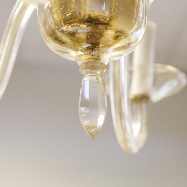 Champagne Champagne Colored Six-Light Murano Chandelier For Sale - Image 8 of 13