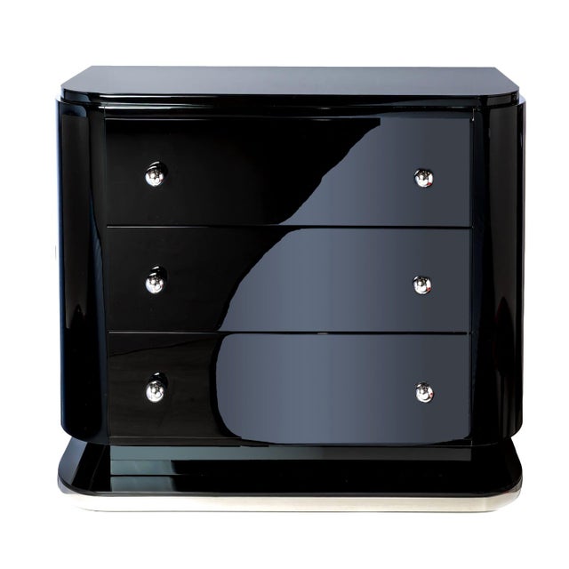 Vintage High-Gloss Black Dresser For Sale - Image 3 of 4