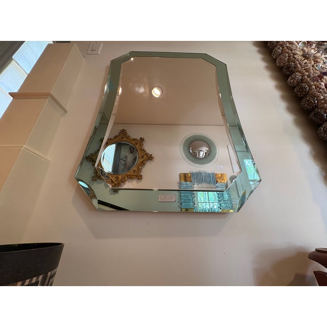 1950s 1950s Italian Modern Fontana Arte Inspired Beveled Mirror For Sale - Image 5 of 12