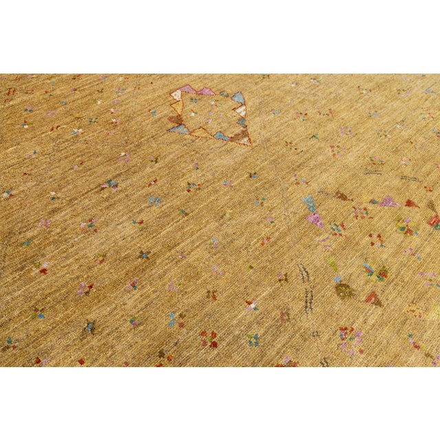 Hand-Knotted Wool Area Rug - Golden Ochre Modern Moroccan Style For Sale - Image 11 of 11