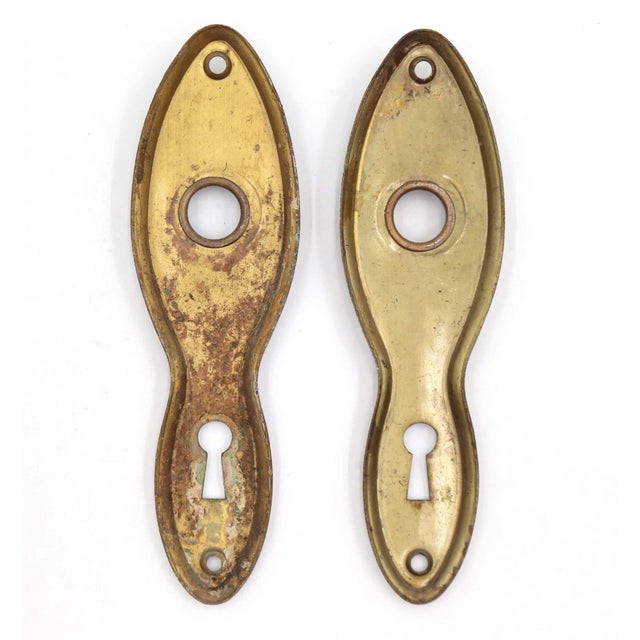 Traditional Vintage Wooden Brass Dummy Door Knob Set For Sale - Image 3 of 4