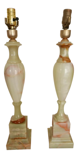 Traditional Tall Onyx Table Lamps - A Pair