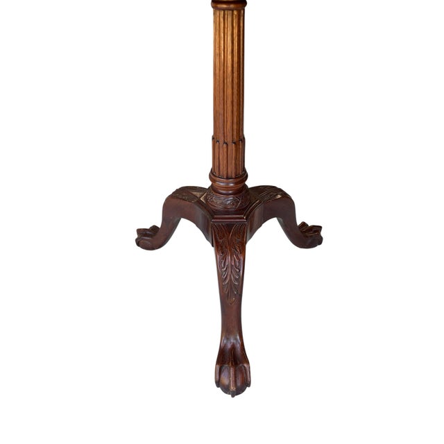 Vintage Georgian Style Scalloped Top Side Drink Table on Carved Tripod Base. For Sale - Image 4 of 9