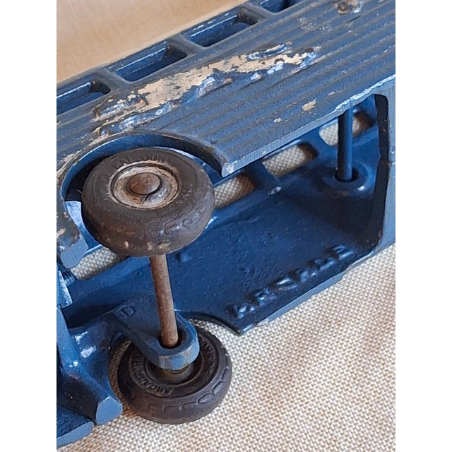 Vintage Arcade Cast Iron Greyhound Bus 9" Toy 1930s Blue 438b All Original For Sale - Image 12 of 18