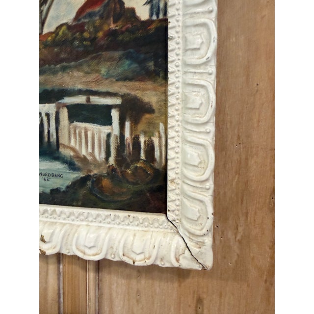 Vintage Windmill Oil Painted Signed by M. Nordberg 1962. For Sale - Image 4 of 9