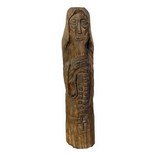 Folk Art Naïve Sculpture in Carved Wood, 1800s For Sale