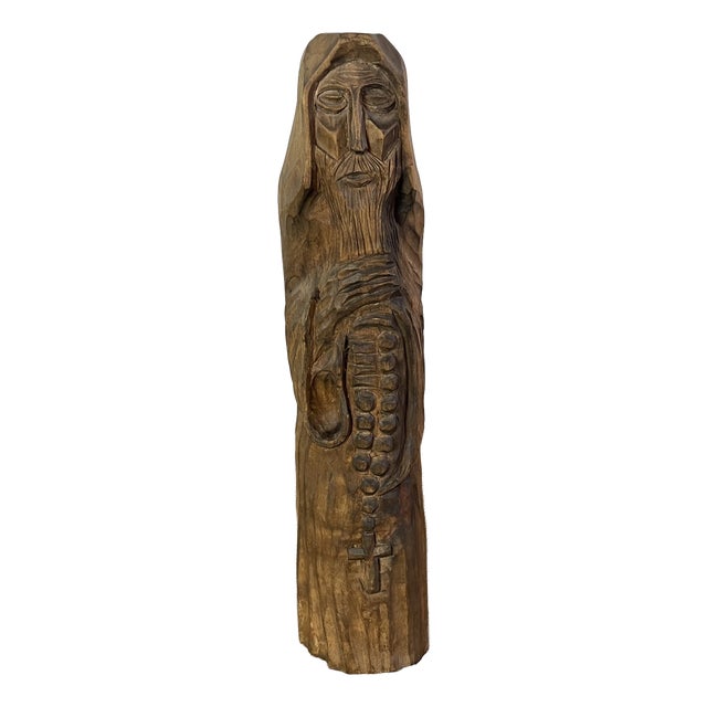 Folk Art Naïve Sculpture in Carved Wood, 1800s For Sale