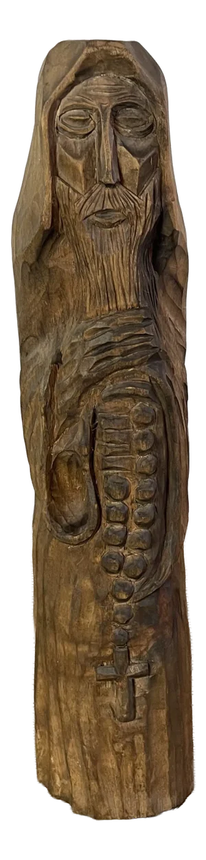 Folk Art Naïve Sculpture in Carved Wood, 1800s