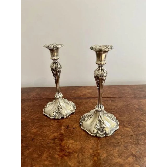 Late 19th Century Silver Plated Ornate Candlesticks, 1890s, Set of 2 For Sale - Image 5 of 7