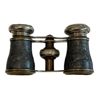 Antique French Opera Glasses by Lefils Sportier Paris – Embossed Metal Scenic Panels For Sale