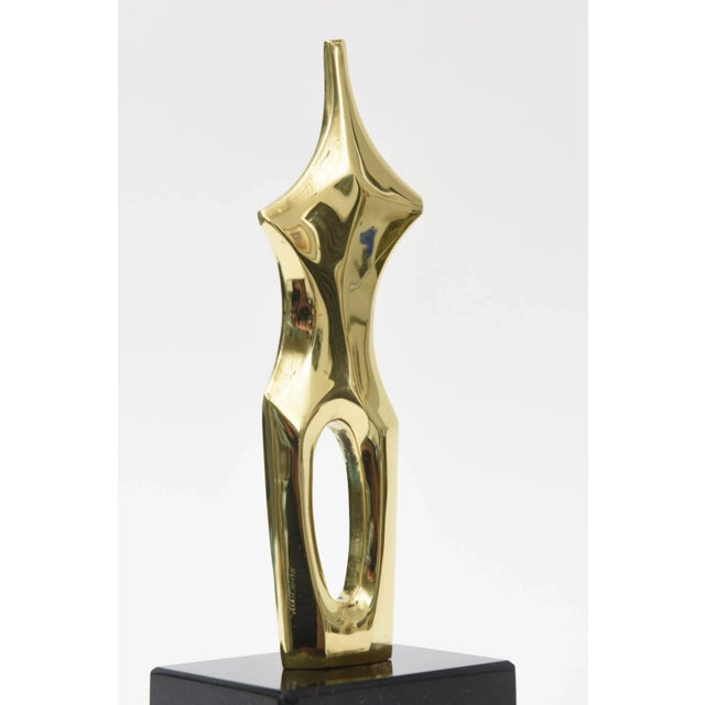 Metal Vintage Signed Bronze Abstract Female Sculpture by Roberval on Black Granite Base For Sale - Image 7 of 11