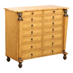 Egyptian Revival Leather Wrapped Chest Of Drawers By Kreiss
