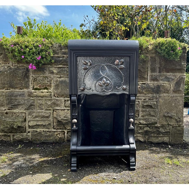 Victorian Art Nouveau Cast Iron Fireplace For Sale - Image 12 of 18