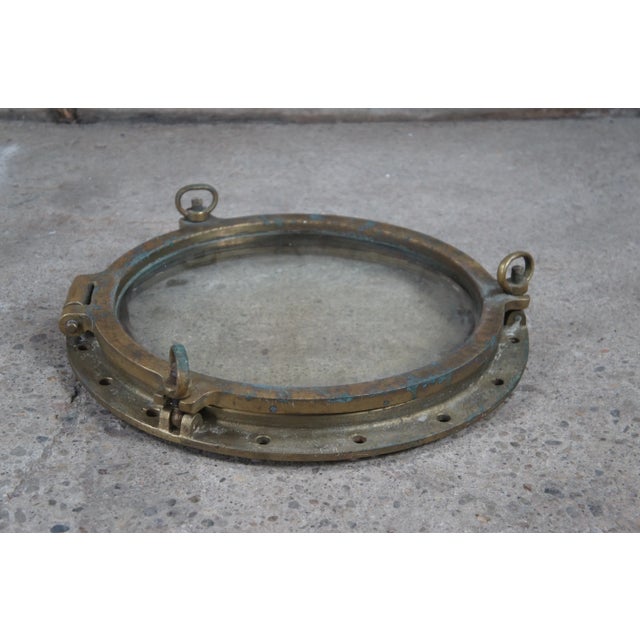 Early 20th Century Extremely Large Antique Solid Bronze Maritime Ships Porthole Nautical For Sale - Image 11 of 12