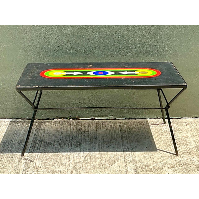 Vintage Geometric Painted Wood Table For Sale - Image 14 of 18