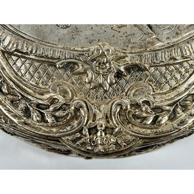 Early 20th Century Antique Silverplate Cherub Dresser Box: Repousse Putti Design For Sale - Image 5 of 10