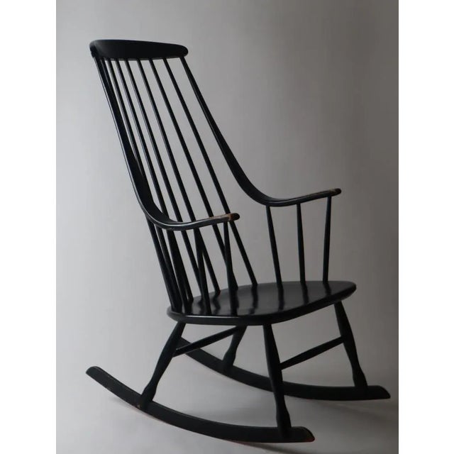 Black Grandessa Rocking Chair in Beech by Lena Larsson for Nesto, 1960s, in Good conditions. Designed 1950 to 1959 This...