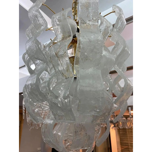 Mazzega Murano 1970s Mid-Century Modern White Murano Glass Cascade Chandelier by Mazzega For Sale - Image 4 of 8