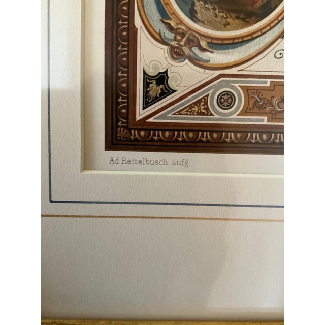 Neoclassical Antique German Chromolithographs by Ernst Wasmuth, Uffizi Ornament Plates in Gilt Frames - a Pair For Sale - Image 3 of 9