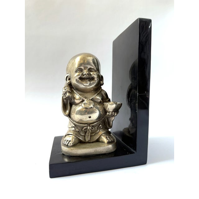 Vintage Bronze - Laughing Buddha Bookend For Sale - Image 4 of 9