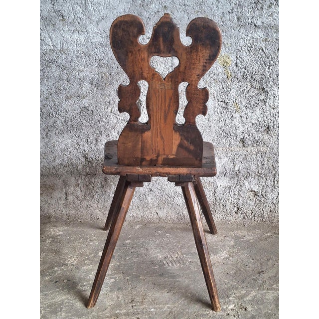 German Peasant Chair with Heart Carving an Initials, 1814 For Sale - Image 5 of 9