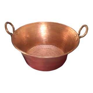 Vintage Hand Crafted Polished Copper Pan Planter For Sale