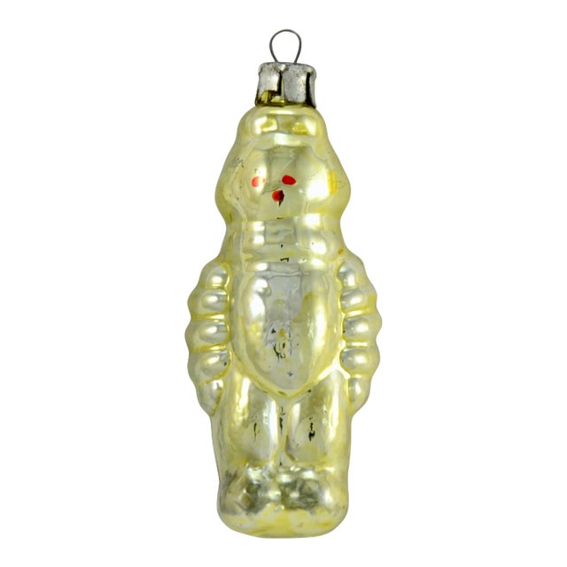Mid-Century European Gold Glass Robot Ornament For Sale