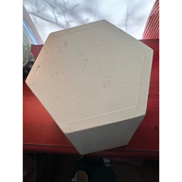 Handmade Traditional English Style Wooden Hexagonal Wastebasket in Pale Gray For Sale - Image 4 of 10