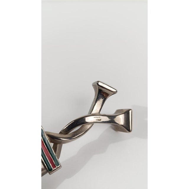 Shoehorn in Silver-Plated Metal and Red and Green Enamel Stripes from Gucci, 1970s For Sale - Image 12 of 16