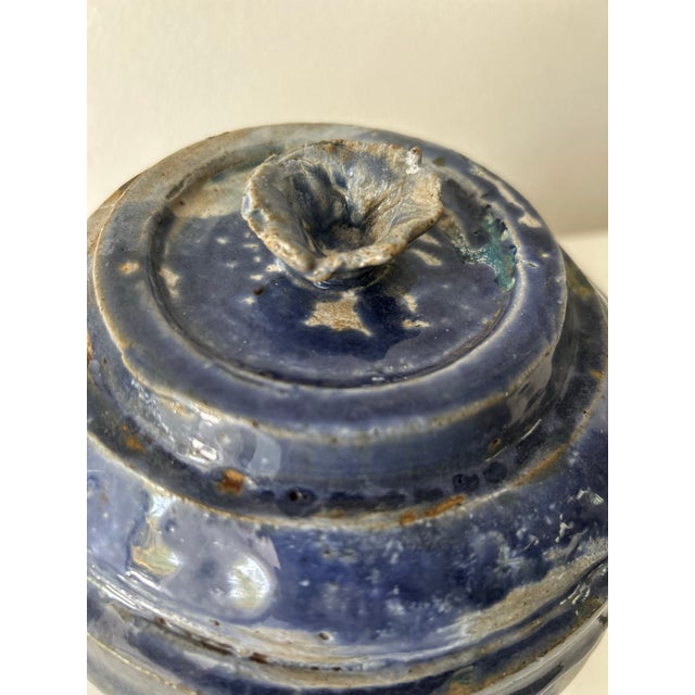 Blue Vintage Studio Pottery Dish With Lid Signed by Artist For Sale - Image 8 of 8