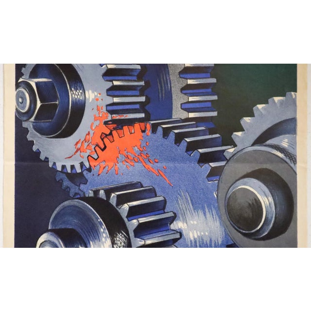 Industrial 1957 French Sncf Workplace Safety Poster - Ne Graissez Pas Pendant La Marche, Danger! For Sale - Image 3 of 6