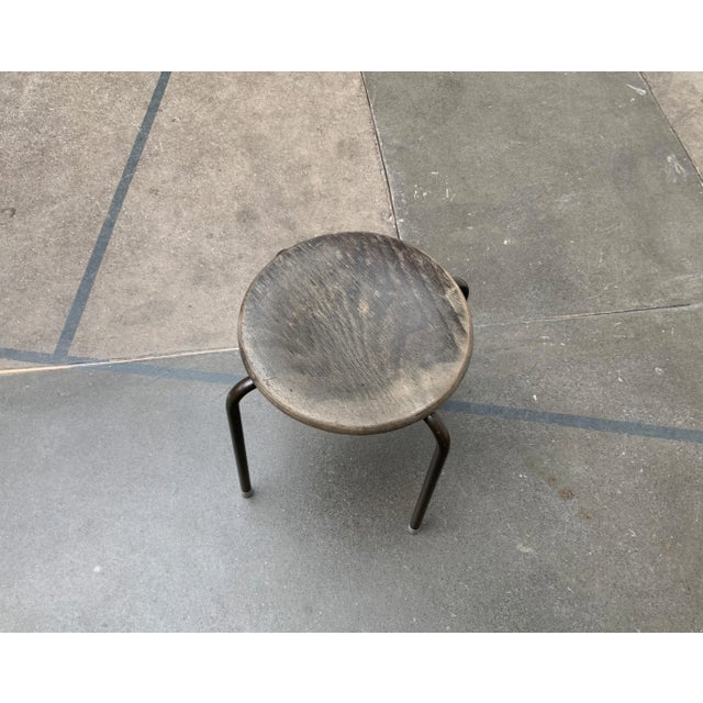 Wood Vintage Industrial Workshop or Office Stool For Sale - Image 7 of 18