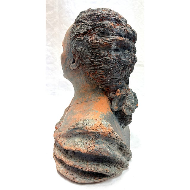Vintage Signed Original Terra Cotta Bust Sculpture C1991 For Sale - Image 9 of 18