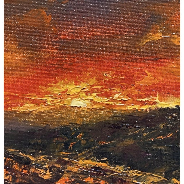 Early 21st Century Night Opus by Sparky LeBold | Oil on Canvas Landscape with dramatic clouds and sunset. For Sale - Image 5 of 5