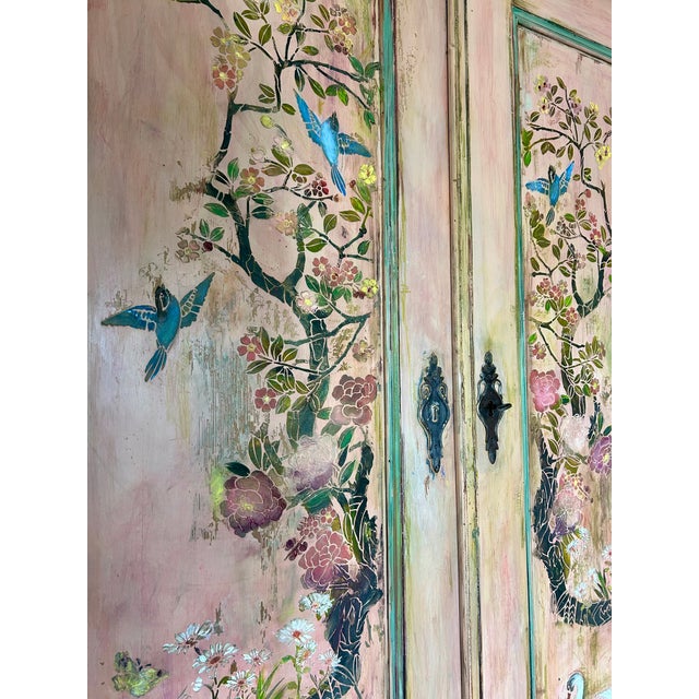Antique Painted Pine Wardrobe with Chinoiserie Panels, 1990s For Sale - Image 10 of 15