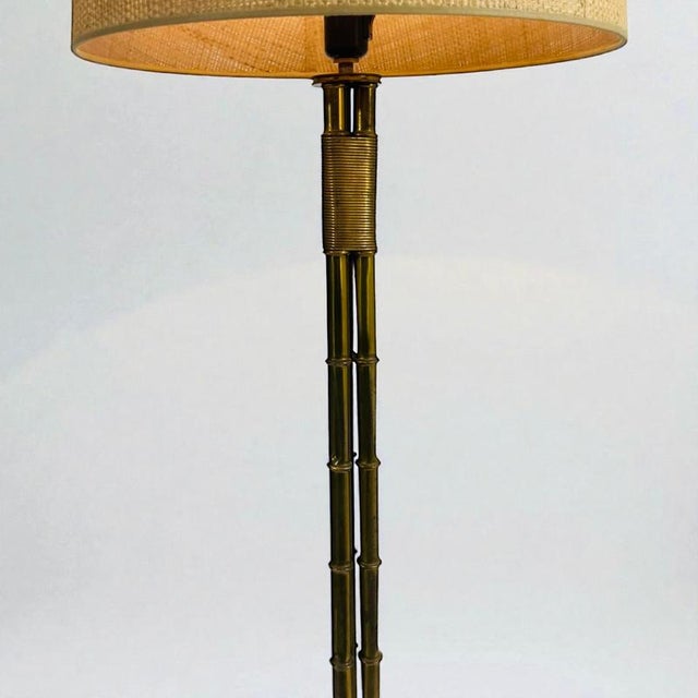 Triple Bronze and Faux Bamboo Floor Lamp from Maison Bagues, 1950 For Sale - Image 6 of 13