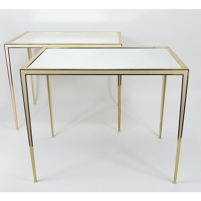 Brass & White Mirror Tables from Vereinigte Werkstätten, Germany, 1970s For Sale - Image 4 of 18