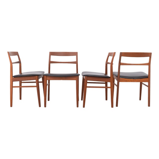 Vintage Danish Teak Dining Chairs by Kjærnulf for Vejle Møbelfabrik, 1960s, Set of 4 For Sale