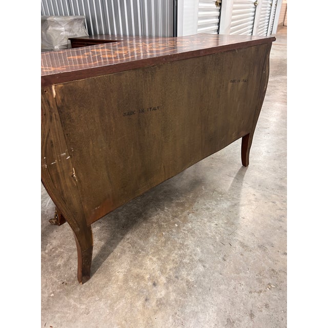 Italian Bombay Chest Style Floral Marquetry With Ormolu Mounts For Sale - Image 4 of 7