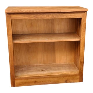 Late 20th Century Contemporary Fruitwood Low Adjustable Shelf Bookcase For Sale