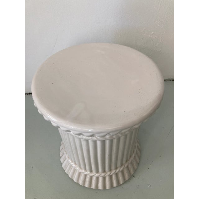 White Glazed Ceramic Garden Seat For Sale - Image 4 of 10