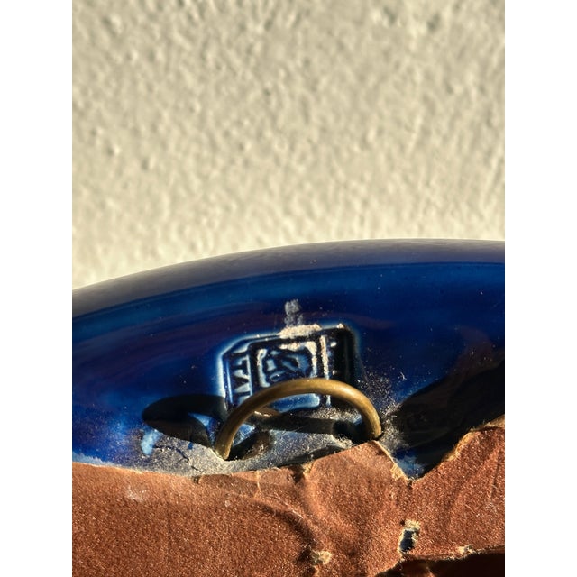 Oval Wall Mirror with Blue Ceramic Frame, 1970s For Sale - Image 4 of 7